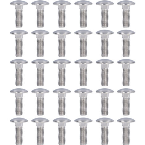 30 Pièces Boulons à Tête Ronde Bombée Acier Inoxydable A2-70, Col Carré, pour Machines M10x30
