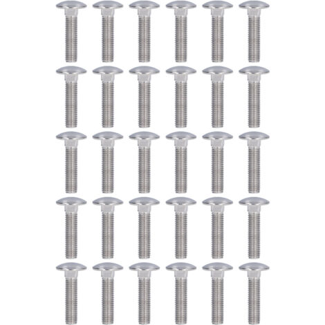 30 Pièces Boulons à Tête Ronde Bombée Acier Inoxydable A2-70, Col Carré, pour Machines M10x40