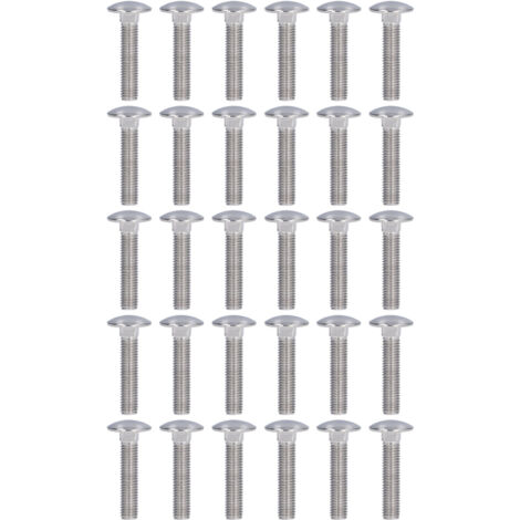30 Pièces Boulons à Tête Ronde Bombée Acier Inoxydable A2-70, Col Carré, pour Machines M10x45