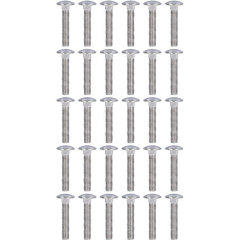 30 Pièces Boulons à Tête Ronde Bombée Acier Inoxydable A2-70, Col Carré, pour Machines M10x50