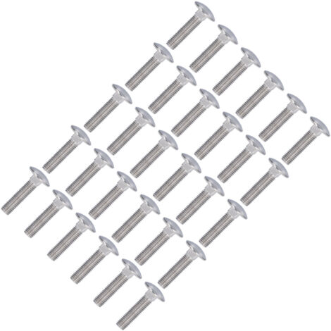 30 Pièces Boulons à Tête Ronde Bombée Inox A2-70, Tige Filetée M10x40 avec Col Carré pour Équipements Industriels