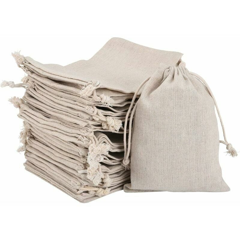 30 Pieces Burlap Bags, Gift Bag with Reusable Drawstring Small Cotton Bags for Storing Rings Necklaces Candy Spices (12 x 15cm)