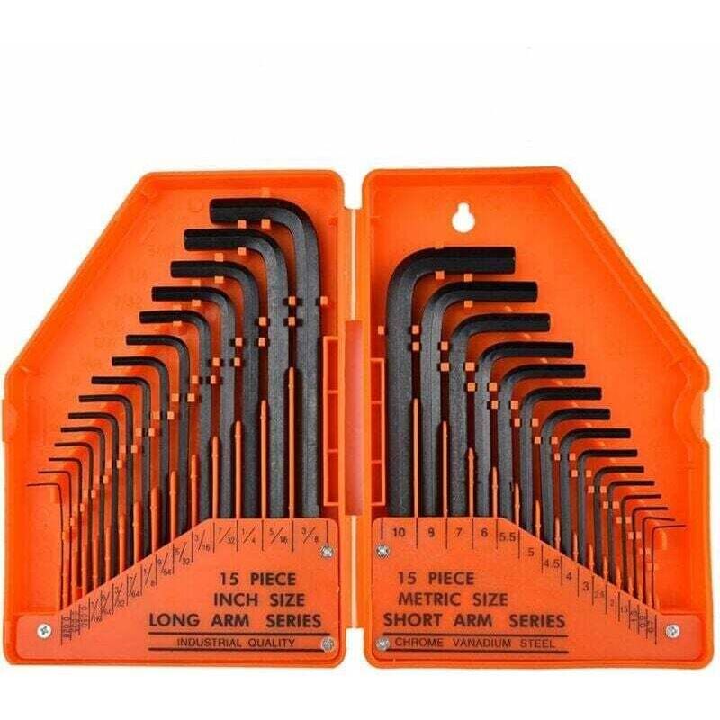 30 pièces Clés hexagonales, Jeu de Clé, Jeu de Clés Allen métriques / pouces, professionnelles compact clés 6 pans creux, Jeu de clés HX Léger et