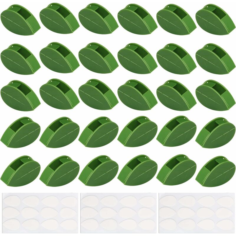 Jusch - 30 Pièces Clip Plante Grimpante Mur, Clips de Fixation Vigne Clips Plantes Auto-adhésifs en Forme de Feuille avec Point de Colle