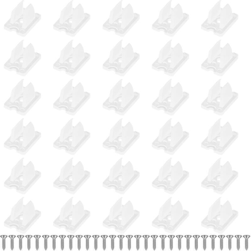 30 Pièces Clips de Fixation pour Bande Lumineuse LED, Attache Ruban Led Neon, Attache Guirlande Led, Supports Neon Led en Plastique avec Vis, Blanc,
