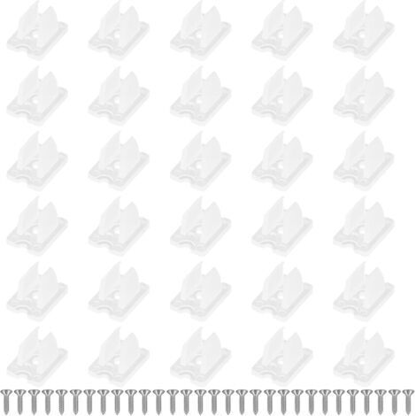 30 Pièces Clips de Fixation pour Bande Lumineuse LED, Attache Ruban Led Neon, Attache Guirlande Led, Supports Neon Led en Plastique avec Vis, Blanc, Pour Installation Intérieure et Extérieure