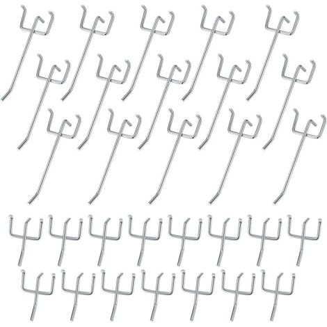 30 Pièces Crochets pour Panneaux Perforés, Crochets pour Panneau Perforé Porte Mural, Crochets Muraux pour Organiser Outils Établi Rayonnages de Magasins - 10cm/5cm