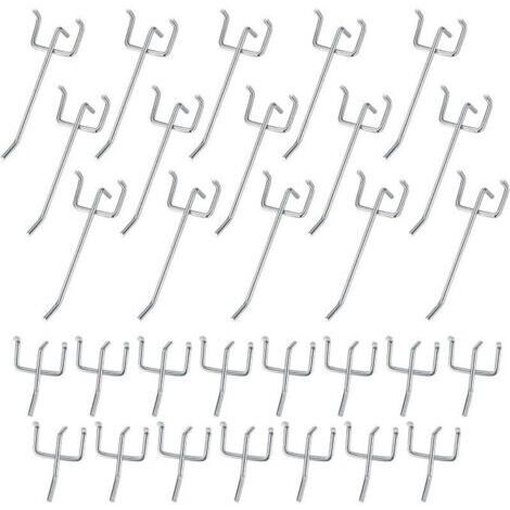 30 Pièces Crochets pour Panneaux Perforés, Crochets pour Panneau Perforé Porte Mural, Crochets Muraux pour Organiser Outils Établi Rayonnages de Magasins - 10cm/5cm