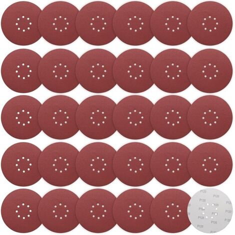 30 Pièces Disque Poncage 225 mm Grain 120, Disques Abrasifs 9 In 8 trous Ronds Papier for Ponceuse Girafe