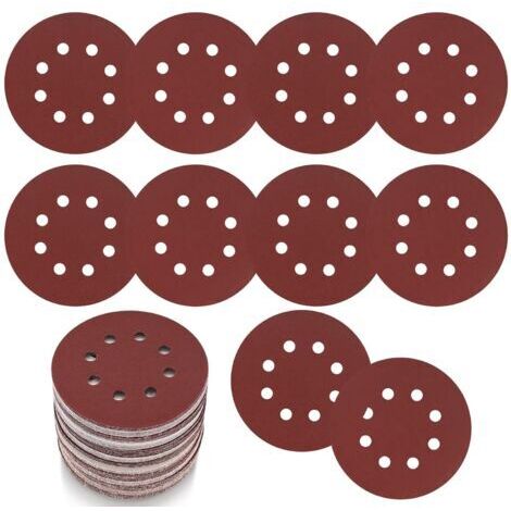 30 Pièces Disques Abrasifs 125 mm/5 Pouces, Disque de Ponçage Grain 80, Papier Abrasif 8 Trous, Feuilles Abrasives pour Ponceuse Orbitale Aléatoire Murale