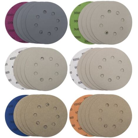 30 Pièces Disques de Ponçage 125mm 8 Trous Disques Abrasifs Papier de Verre Sec à l'eau Tampons de Ponceuse Orbitale Feuilles de Papier Abrasif pour Métal Bois, Grain 2000/3000/4000/5000/7000/10000-RA