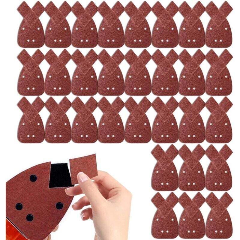 30 Pièces Feuilles Abrasives Triangles Feuilles de Ponçage 40 Grain Mouse Sanding Sheet Papier Abrasif pour Detail Palm Sander