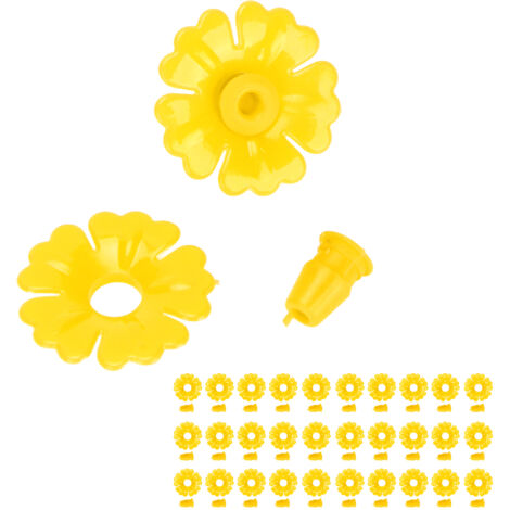 30 Pièces Fleurs pour Mangeoire Oiseaux Colibris, Ports de Nourriture Remplacement, Fournitures de Jardin Jaunes