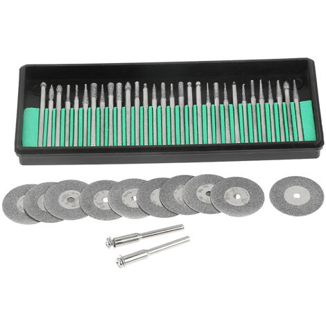 30 pièces fraises diamantées, 10 lames de scie et disques de coupe, 2 mandrins pour outils rotatifs accessoires