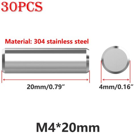 30 Pièces Goupilles Cylindriques M4x20mm Goujon Broche en Acier Inoxydable, Cylindrique Étagère Support pour Positionnement et une Connexion Précis