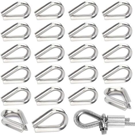 30 Pièces M6 Cosses de Câble Métallique en Acier Inoxydable 304 Cosse Coeur pour Cable Acier pour Câble Métallique 6mm