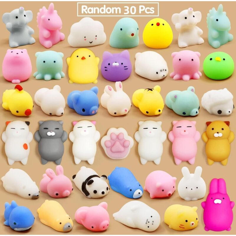 Gabrielle 30pcs Mini Party Favors for Kids Animal Squishies Stress Relief Toys Cat Panda Unicorn Squeeze Toys