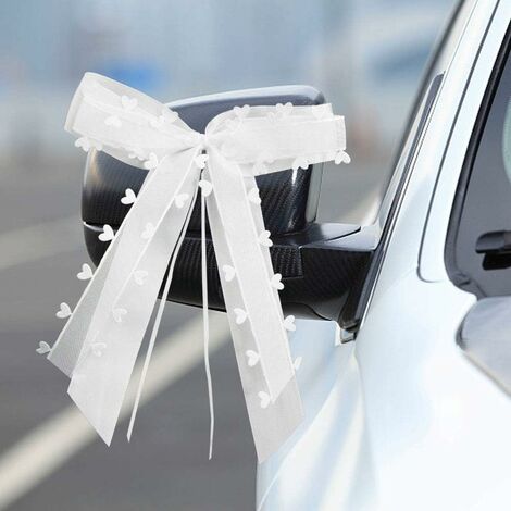 30 Pièces Noeud Voiture Mariage Blanc Décoration de Voiture de Mariage De Mariage Nœuds pour Satin Ruban Voiture Mariage pour Mariage Voiture Decoration Chaise Cadeau Wedding Crmonie Bouquet