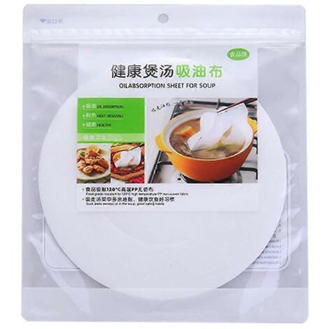 30 pièces Papier Absorbant Rond pour Huile de Soupe, Film de Cuisine Anti-Graisse