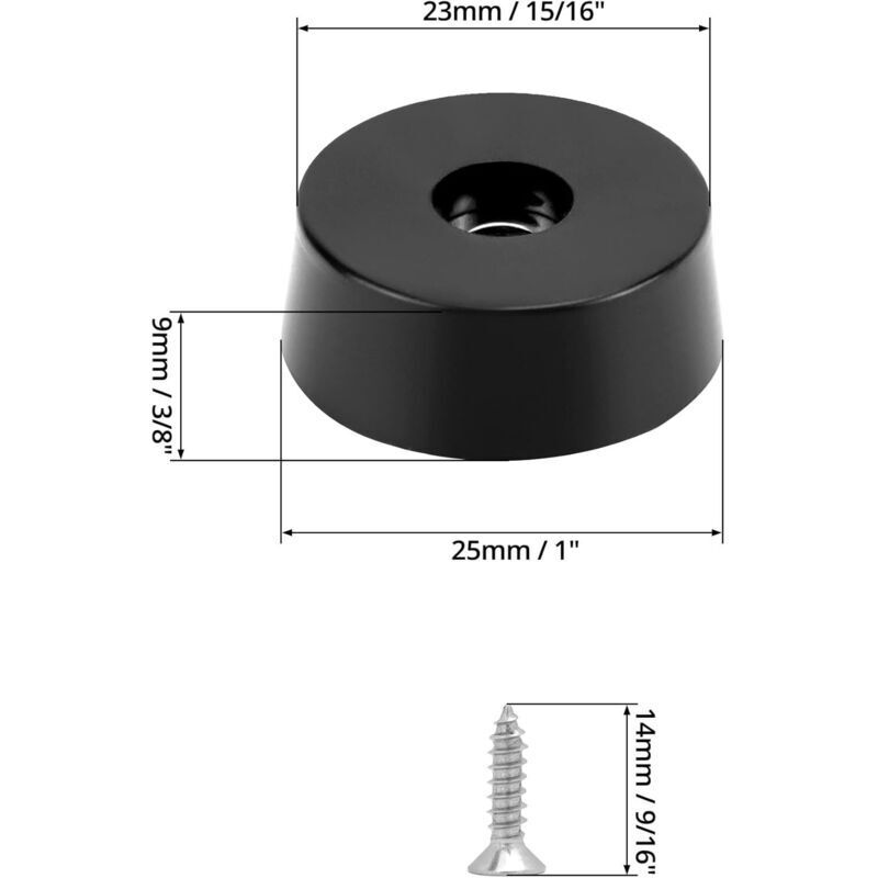 30 Pièces Patin Caoutchouc pour Meubles avec Vis en Acier Inoxydable 304, Patin Caoutchouc Antidérapants pour Tables et Chaises, 25 x 23 x 9mm