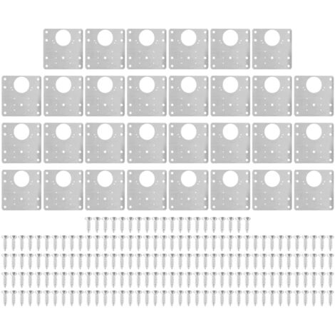 30 Pièces Plaquettes de Renfort pour Charnières de Meuble en Acier Inoxydable 9x9 cm, Disques de Réparation pour Portes