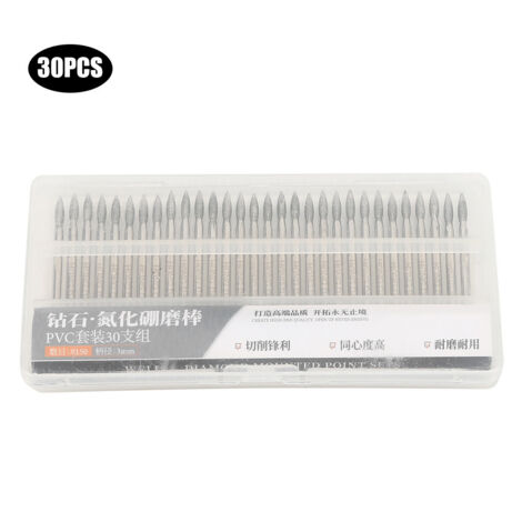 30 pièces pointes diamant 150 grains 3mm pour gravure sur pierre et jade, outils de meulage électrique