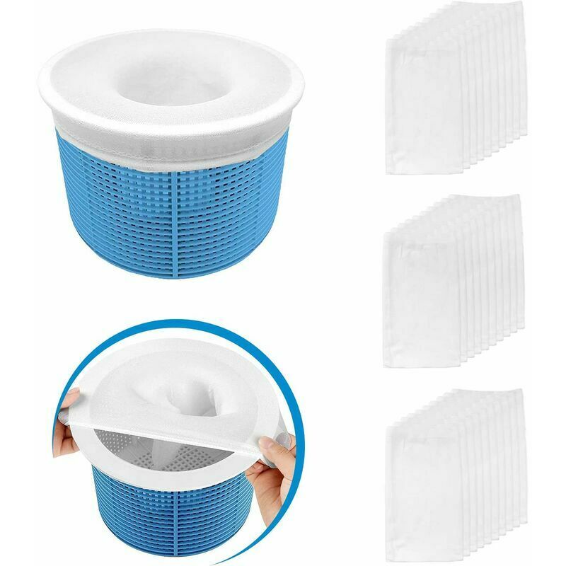 TONCHEAN Skimmer de piscine,30 Pièces Pool Skimmer Socks, Chaussettes d'écumeur de Piscine Perfect Filter Savers pour Panier de Skimmer de Filtre,