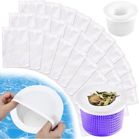 30 Pièces Pool Skimmer Socks, Filtre Skimmer Piscine, Chaussette Skimmer Piscine, Réutilisable Chaussette Filtre Piscine, Skimmer Nylon Élastique, pour Emprisonner Pollen, Feuilles, Cheveux