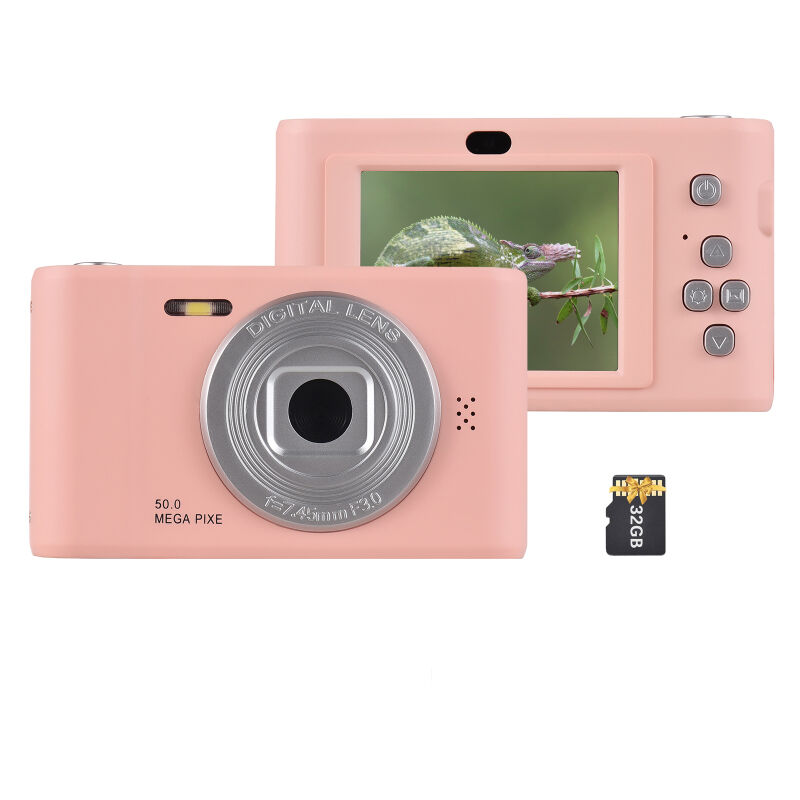 LIFCAUSAL : Appareil Photo Numérique 1080P avec Double Objectif 50 MP, Écran 2,4 Pouces, Zoom 8X, Flash Intégré et Batterie + Carte TF 32 Go - Cadeau