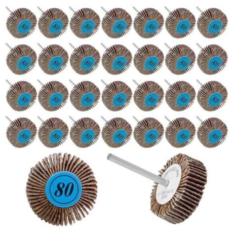 30 Pièces Roues à Lamelles, Grain 80 Meule de Cent Pages, Roue Polissage, Disques Lamelles Abrasifs, Meulage Accessoires pour Outils Rotatifs -