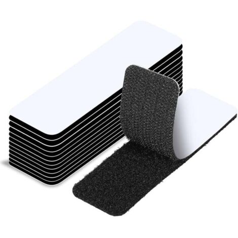 30 Pièces Scratch Autocollant Double Face,46cm Bande Scratch Adhésive Scratch Autocollant Rectangle Adhésif Double Face Puissant Réutilisable pour la Maison le Bureau (Noir)