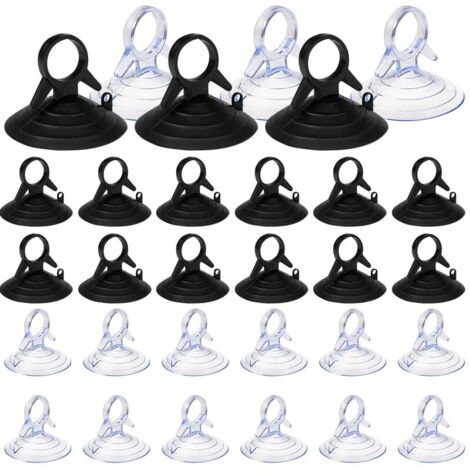 30 Pieces Sun Visor Suction Cup, 45mm Suction Cup Without Hooks Suction Cup, PVC Suction Cups Mini Transparent and Black Suction Cup, Suction Cup for Window