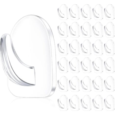 30 Pièces Support Mural Adhésif Transparent pour Suspension, Crochets sans Couture Réutilisables Transparents Petits Cintres Collants en Acrylique avec Autocollant non Marquant