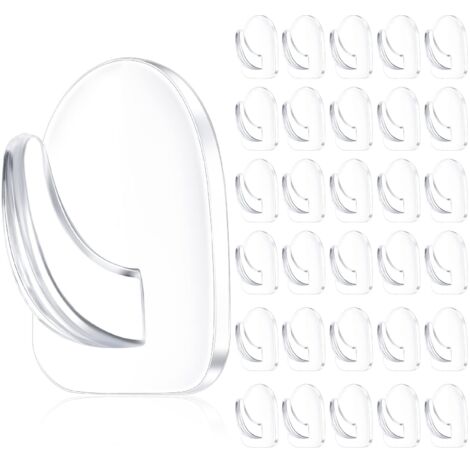 30 Pièces Support Mural Adhésif Transparent pour Suspension, Crochets sans Couture Réutilisables Transparents Petits Cintres Collants en Acrylique avec Autocollant non Marquant
