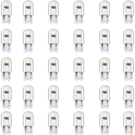 30 Pieces T10 W5W LED Ampoule Voiture 12V 6000k(Blanc)COB Ampoule de Remplacement,2825 T10 Ampoule LED W5W,LED Interior Car Lights,Ampoule W5W LED,Ampoules LED Pour Voiture