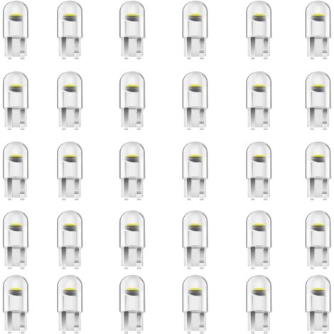 30 Pieces T10 W5W LED  Ampoule Voiture 12V 6000k(Blanc)COB Ampoule de Remplacement,2825 T10 Ampoule LED W5W,LED Interior Car Lights,Ampoule W5W LED,Ampoules LED Pour Voiture