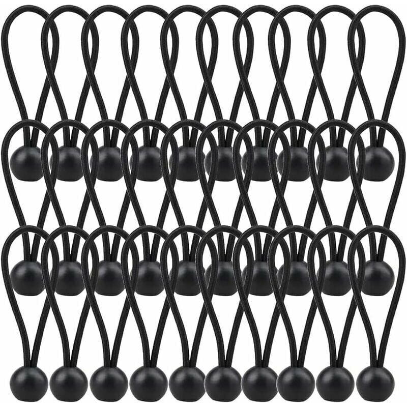 30 Pièces Tendeur Élastique, Tendeur Bache 140mm, Corde Elastique pour Bache pour Pavillon, Bâche, Camping, Tente, Rideaux Harnais d\u2019Extension