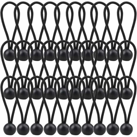 30 Pièces Tendeur Élastique, Tendeur Bache 140mm, Corde Elastique pour Bache pour Pavillon, Bâche, Camping, Tente, Rideaux Harnais d\\u2019Extension- Noir