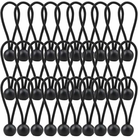 30 Pièces Tendeur Élastique, Tendeur Bache 140mm, Corde Elastique pour Bache pour Pavillon, Bâche, Camping, Tente, Rideaux Harnais d\\u2019Extension- Noir