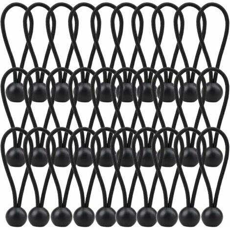 30 Pièces Tendeur Élastique, Tendeur Bache 140mm, Corde Elastique pour Bache pour Pavillon, Bâche, Camping, Tente, Rideaux Harnais d\\u2019Extension- Noir