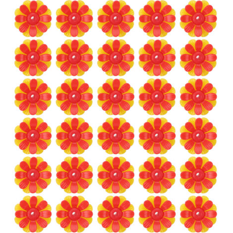 30 pièces/vente, fleurs en plastique double couche pour nourrisseurs d’oiseaux, accessoires de fleurs pour nourrisseurs à colibris, fleurs attractives pour colibris, jaune + rouge (avec cœur de fleur