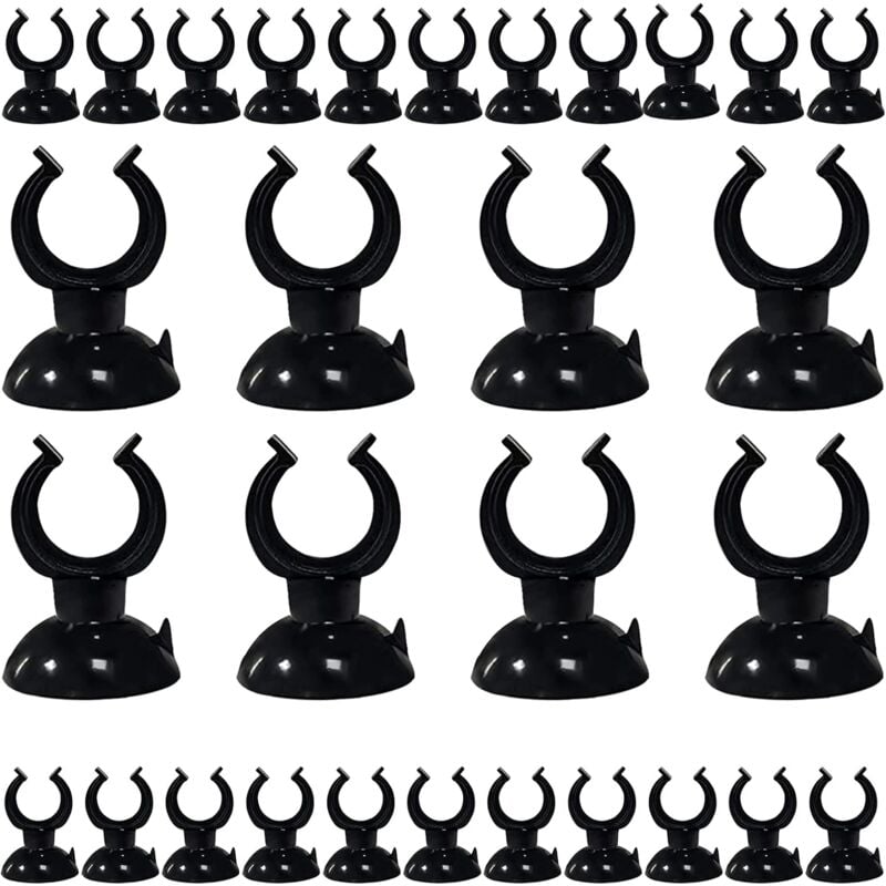 Csparkv - 30 Pièces Ventouse Aquarium, Clips à Ventouse pour Aquarium pvc Écologique pour Chauffe Eau Thermomètre Aquarium Tube d'eau (Noir)