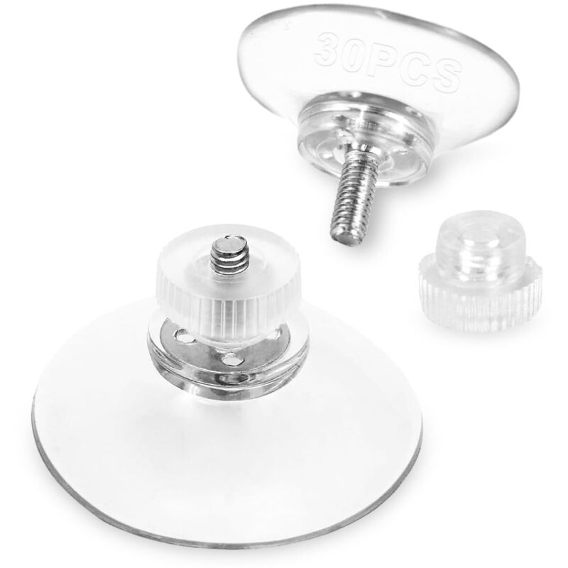 30 Pièces Ventouse Transparent, Ventouse Vitre Multifonction, 30mm Mini Ventouse, Ventouses avec M4x10 Vis, pour Vitres, Voitures, Décoration,