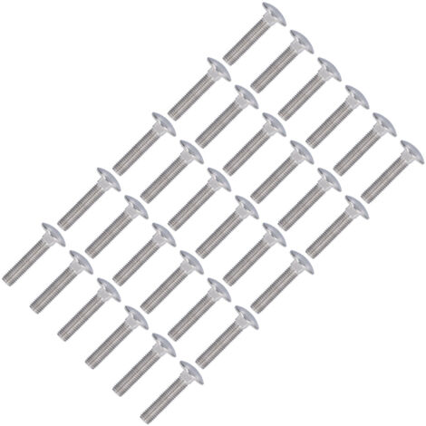 30 Pièces Vis à Tête Ronde Bombée Inox A2-70, Tige Carrée M10x45 pour Équipements Industriels