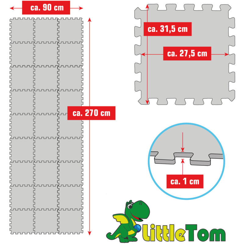 

30 Piezas Alfombra Puzzle para Bebés y Niños - 30x30 Suelo Goma EVA Tapete Juego