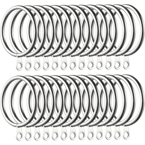 30 piezas de anillas metálicas para cortinas, anillas para barra de cortina, diámetro interior 38 mm, aptas para baños, color plata.