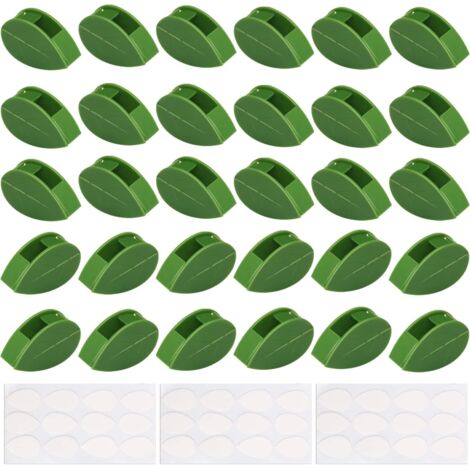 30 piezas de clips para plantas trepadoras, clips de fijación para pared, clips autoadhesivos con forma de hoja y punto de pegamento.