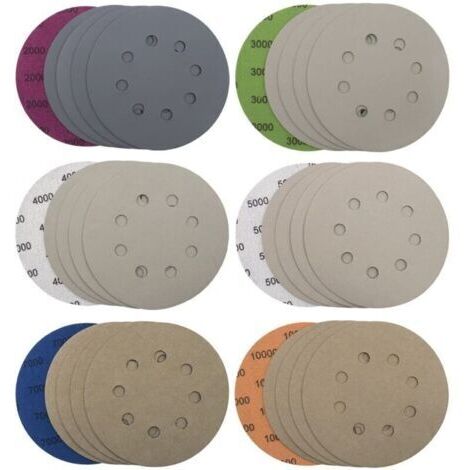 30 piezas de discos de pulido, 125 mm, 8 perforaciones, discos de papel abrasivo para pulido en seco y en húmedo, discos de pulido para lijadora excéntrica, láminas de papel de pulido para metal y mad