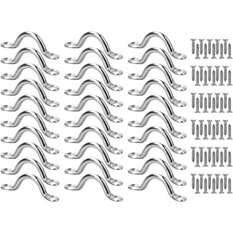 30 plaques à œillets en acier inoxydable, boucles de pont de kayak, boucles de pont M5 en acier inoxydable, sangles à œillets pour siège de kayak, en acier inoxydable, avec 60 vis, pour le gréement de