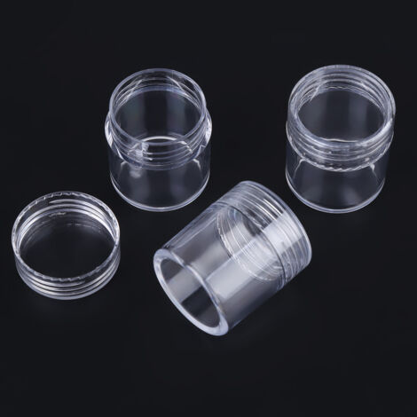 30 pots ronds transparents pour perles et bijoux avec boîte de rangement rectangulaire